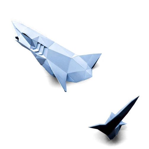 Origadream PAPERCRAFT kits Shark 3d puzzles for adults and teens, precut self-assembly for walldecor - DIY wallmount paper sculpture decoration low poly animals