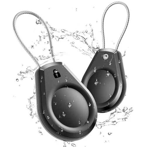 Typecase Waterproof AirTag Keychain Holder - (2 Pack) Air tag Lock Case with Wire Cable Compatible with Apple AirTags, Ultra Durable Anti-Lost Protective Case with Keyring for Luggage, Key, Backpack, Black