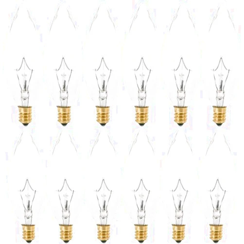KOR (Pack of 12) 25 Watt CTC Clear Candelabra Base (E12) Straight Torpedo Tip 120V Incandescent Chandelier Light Bulbs