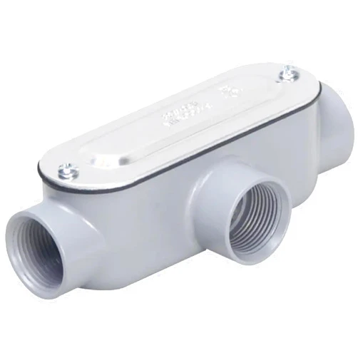 TayMac RLT150 Threaded T Type Conduit Body, Die Cast Aluminum, Stamped Steel Cover, 1 1/2-Inch