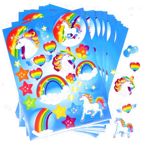Tribello Unicorn Stickers - 12 Rainbow Unicorn Sticker Sheets - Magical Unicorn Party Favor Stickers for Kids Arts & Crafts, Unicorn Birthday, Rainbow Sticker - Decoration Fun Craft Kids Stickers for Girls