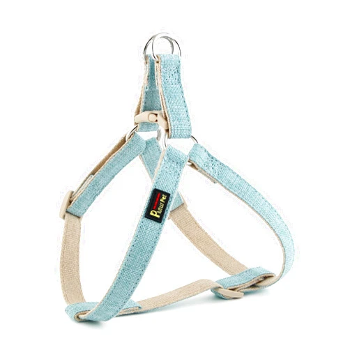 Plutus Pet Cotton Hemp Step in Dog Harness, Sustainable, Lightweight and Escape-Proof, Quick Fit Dog Harness for Puppy Small Medium and Large Dogs, Light Blue, M