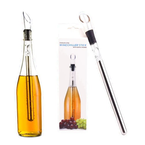 DERNORD Wine Chiller 3-in-1 Stainless Steel Wine Bottle Cooler Stick Freezer with Aerator and Pourer for Chilling Longer, Pouring and Aerating Wine for Christmas and Birthday Gifts
