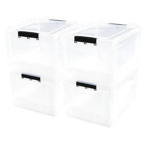 Vababa 30 L Plastic Collapsible Storage Box, 4 Pack Clear Storage Tote with Lid