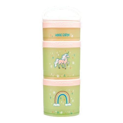 Whiskware Stackable Snack Containers for Kids and Toddlers, 3 Stackable Snack Cups for School or Travel, Unicorn(Pack of 1)