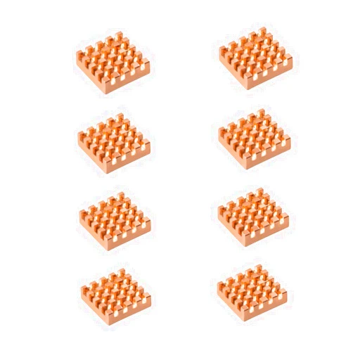 GeeekPi 8PCS Pure Copper Heatsinks 15x15x5mm with Thermal Conductive Adhesive Tape for Electronic Chip Cooling,compatible with Raspberry Pi/Orange Pi/Rock Pi/Banana Pi/Tinker Board/PCB Board