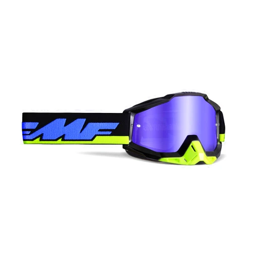 FMF PowerBomb Talladega MX Offroad Goggles Black/Purple w/Blue Mirror Lens