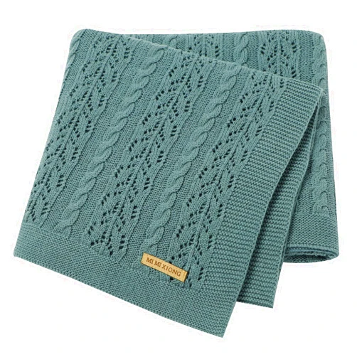 LAWKUL Knitted Baby Blankets Crib Crochet Blanket Toddler Security Blanket Soft Cotton Knit Gender Neutral baby blankets Infant Swaddle for Boys and Girls Dark Green Baby Blanket Size 40X30 Inches