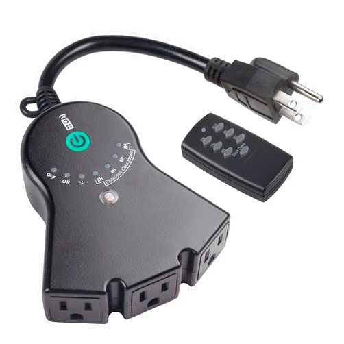 BN-LINK Dusk to Dawn Light Sensor Timer, 100 FT Range Remote Control with 3 Grounded Outlets，Outdoor Light Timer Waterproof, 15A 1/2HP, ETL Listed