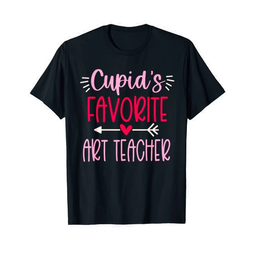 Cupid's Favorite Heart Co. Cute Cupid's Favorite Art Teacher Valentine's Day Design T-Shirt