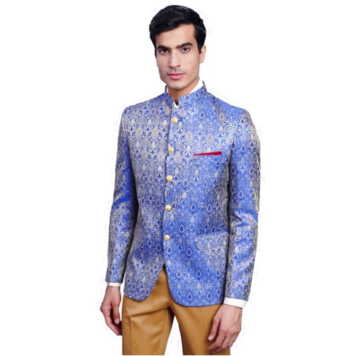 WINTAGE Men's Banarasi Rayon Cotton Festive and Casual Bandhgala Jodhpuri Blazer :Red1