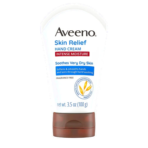 Aveeno Skin Relief Intense Moisture Hand Cream with Soothing Prebiotic Oat for Dry Skin, Sensitive Skin Cream Softens & Smooths Hands & Lasts Through Hand Washing, Fragrance-Free, 3.5 oz