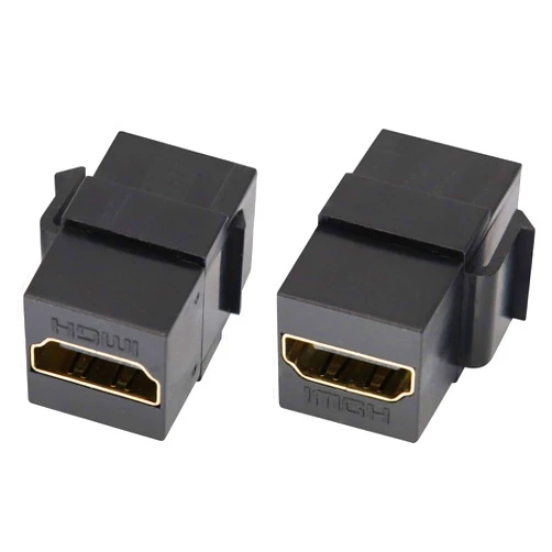 AAOTOKK HDMI Keystone Coupler, Gold Plated HDMI Keystone Jack Insert Female to Female 3D 4K Coupler Adapter for Wall Plate (Black/2 Pack)
