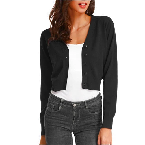 GRACE KARIN Women's Open Front Knit Cropped Bolero Shrug Cardigan Sweater Long Sleeve (S-4XL)