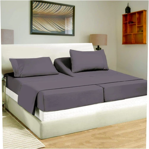 ARlinen Split King Sheet Set - 7 Piece Set - Twin XL Sheets for Adjustable Bed - 100% Egyptian Cotton - Extra Deep Pockets - Dark Grey