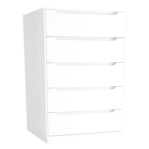 HOSTACK Modern 5 Drawer Dresser for Bedroom, Tall Chest of Drawers with Storage, Large Wood Cloth Storage Organizer with Cut-Out Handle, Accent Storage Cabinet for Living Room, Hallway, Classic White