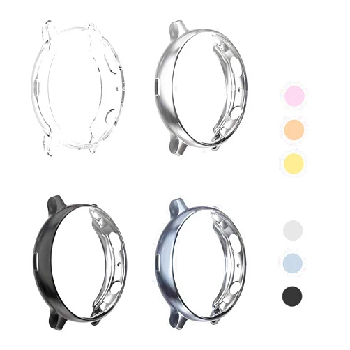 Yolovie (4 Pack) Screen Protector Case Compatible for Samsung Galaxy Watch Active 2 40mm Silicone Bumper Protective Shell Face Cover (Active2 40mm Clear/Silver/Black/Gray)