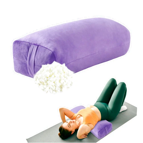 HOMBYS Shredded Foam Yoga Bolster Pillow for Restorative Yoga & Meditation, Versatile Rectangular Yoga Support Pillow Premium Meditation Cushion with Washable Velvet Cover& Carry Handle