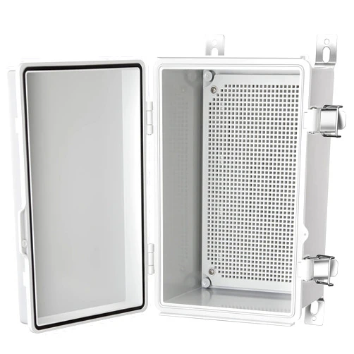 Gratury Junction Box, IP67 Waterproof Plastic Enclosure for Electrical Project, Hinged Grey Cover, Includes Mounting Plate and Wall Bracket (Grey Cover, 11.4