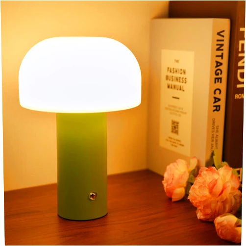 HAIDOLIANG Cordless Mushroom Lamp Night Light, Outdoor Waterproof Lamp Touch Control,Portable LED Bedside Lamp Dimmable,Warm Light Lamp for Bedroom Dorm Lighting (Green)