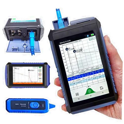 D YEDEMC Mini-Pro SM OTDR 1310/150nm 26dB/24dB 4.3 inches Touch Screen Test Rang 5m-100Km Optical Network Tester Built in OPM/OLS / RJ45 / VFL SC/UPC Connector