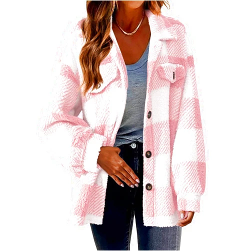 GOFULY Womens Winter Coats Casual Fuzzy Fleece Hoodies Button up Fall Sherpa Jackets Warm Plaid Cardigans Trendy Outerwear