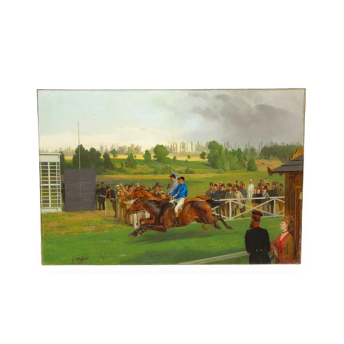 Trademark Fine Art The Finish, Hoppegarten, Berlin by Carl Constantin Steffeck, 12x19-Inch