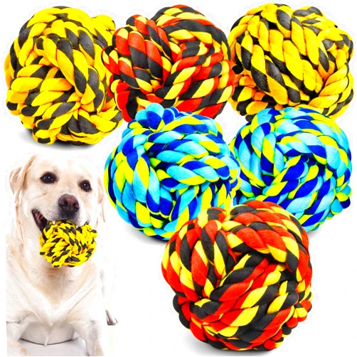 SHARLOVY Dog Chew Toys for Aggressive Chewers, Dog Balls for Large Dogs, Heavy Duty Dog Toys with Tough Twisted, Dental Cotton Dog Rope Toy for Medium Dogs, 6 Pack Indestructible Chew Toys