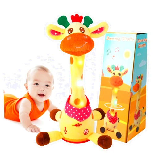 MILEGI Dancing Talking Musical Giraffe Toy, Tummy Time Toy with Volume Adjustment, Singing Giraffe Stuffed Animal 10 Children's Songs Light Up Toys, Repeating What You Say, Baby Easter Basket Stuffers Gifts