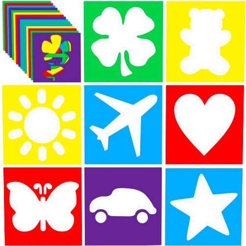 Epakh 24 Pieces Stencils for Kids 8 Inches Drawing Stencils Chalk Template Large Washable Geometric and Garden Themed Primary Shape Template for Kids Toddlers Preschooler(Primary Style)