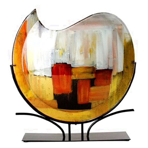 Jasmine Art Glass 20 in Round Vase White and Gold