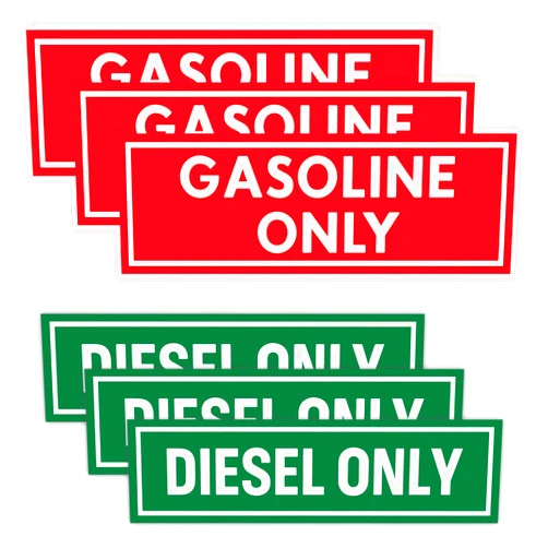 United by Color Gasoline & Diesel Fuel Only Stickers (6pack) - Strong Adhesive Waterproof Fuel Stickers - No Fade, Used for Truck, Car, RV, Gas Tank & Can