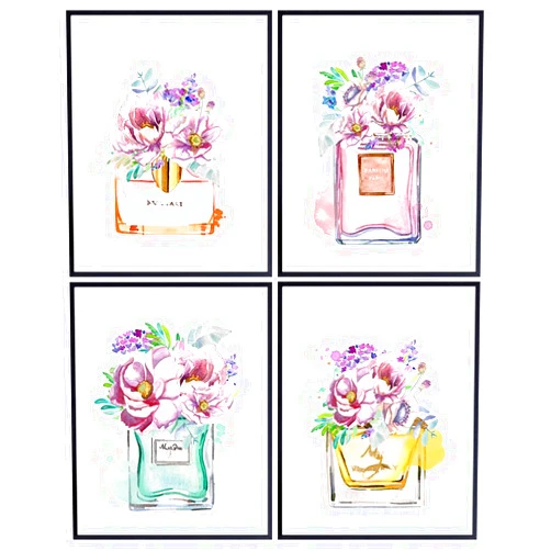 Yellowbird Art & Design Perfume Bottle Wall Art & Decor - Glam Wall Decor - Fashion Wall Decor - High Fashion Artwork Picture print - Glam Wall Art - Fashion Wall Art - Luxury Gift for Fashionista