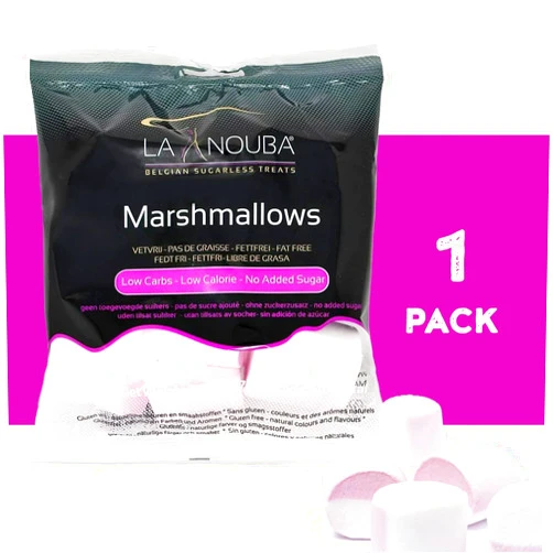 La Nouba Sugar-Free Marshmallows – 2.7 oz. Pack – Low Calorie, Low Carb, Fat-Free and Gluten Free Snack – Traditional Delicious Taste – All Natural and Healthy Marshmallows
