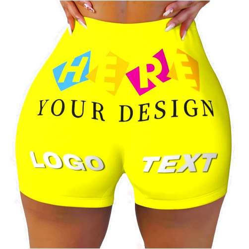Generic Custom Yoga Shorts for Women 2 Sides Print Customize Your Text Personalized Custom Shorts for Yoga Customized Gifts