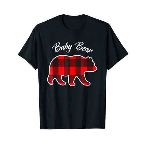 Funny Buffalo Group X-mas Gingham Men Women Kids Baby Bear | Matching Family Christmas Red Plaid Pajama T-Shirt