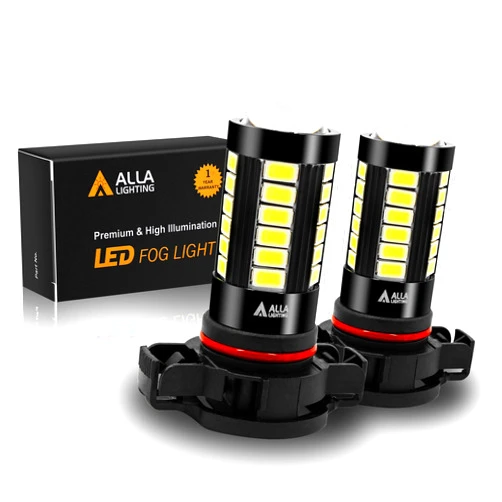 Alla Lighting Super Bright PSX24W 2504 LED Fog Light Bulbs, 6000K Xenon White 2800Lms 12276 Auto 12V Fog Lamps Replacement 5730 33-SMD LEDs