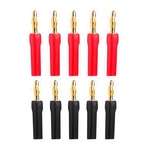 VCELINK 4mm Speaker Banana Plugs-Open Screw Type, Insulated 24K Gold Plated Speaker Wire Banana Plugs Connectors (5 pair/10 pcs)