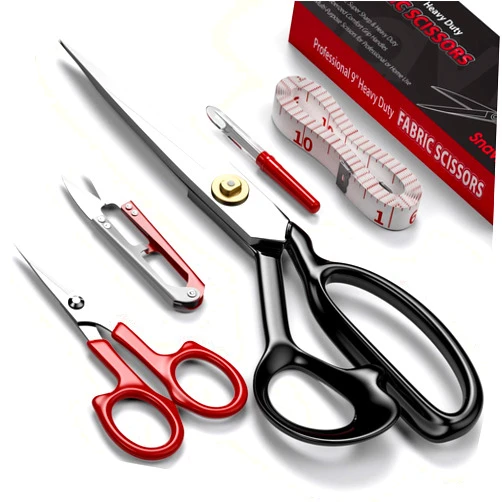 Snavida Fabric Scissors Tailor Sewing Shears - 9 Inch Heady Duty Scissors for Fabric Cutting Professional Ultra Sharp Cloth Tailor Scissors Multipurpose Utility Dressmaker Leather Titanium Scissors (9Inch)