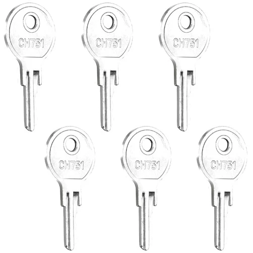 Siasky 6 Pcs CH751 Key, Siasky Universal CH751 Replacement Keys, RV Keys for RV Campers Compartments, Storage, Cabinet, Door Hatch, Locks Carts Shells, Tool Boxes