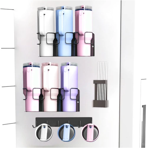 Dsnirasy 2Pack Space Saving Magnetic Refrigerator Organizer for Stanley 40oz Cup Holder, Water Bottle Organizer for Stanley 30oz Tumbler, Cup Accessories for Kitchen Cabinet