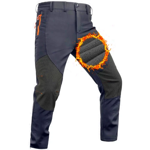 ROAMIST Mens Snow Pants Waterproof, Insulated Fleece Winter Hiking Skiing Pants for Men- Adjustable Waist, Bottom Zipper