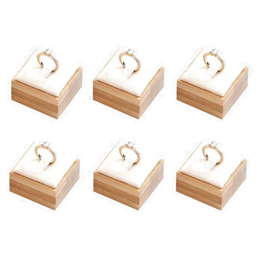 Hercaise Acrylic Ring Display Stand, DIY Jewelry Display Boxes, 6 Pack Wooden Boxes for Rings, Necklaces, Earrings, Bracelets, Cufflinks