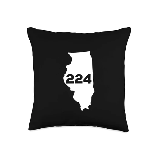 224 Illinois Gifts 224 Area Code Illinois Throw Pillow, 16x16, Multicolor