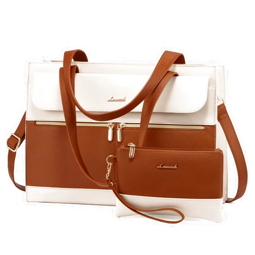 LOVEVOOK Laptop Bag for Women 15.6 Inch Laptop Tote Work Bag Professional Leather Computer Briefcase Waterproof Handbag Shoulder Bag Large Capacity Business Teacher Office Bag Crossbody Purse