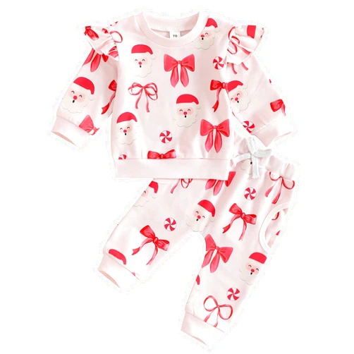 FYBITBO Toddler Baby Girl St Patricks Day Outfit Clover Shamrock Long Sleeve Ruffle Sweatshirt Pants Set Spring Clothes