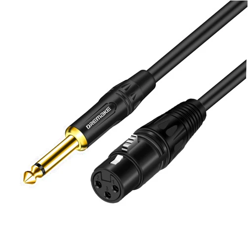 DREMAKE 10FT XLR to TS 6.35mm (1/4 Inch) Mic Cable, XLR 3Pin to Quarter Inch Audio Cord, Mono 6.35mm 1/4 Inch TS Male to XLR Female Unbalance Interconnect Cable for Microphone Console Guitar Mixer AMP