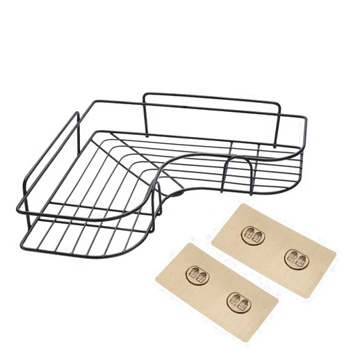 SPOUR Corner Shower Caddy,Bathroom Organiser,2 Pack Corner Bathroom Shelf, Without Drilling Adhesive Hooks Wall Mounted Shower Storage Rack, for Bathroom, Kitchen