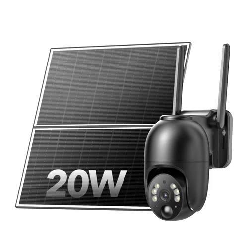SEHMUA 24/7 Recording Solar Security Cameras Wireless Outdoor, 2K 360° View Outdoor Camera with 20W Solar Panel,WiFi Home Security with Spotlight Color Night Vision