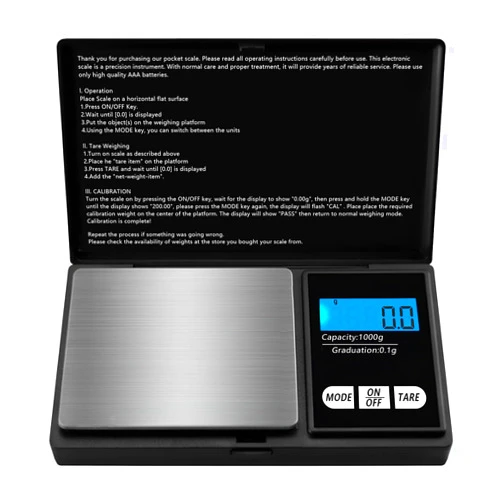 Qicyfeus Digital Small Scale 1000g/0.1g Accuracy Gram and Ounces Scale for Jewelry, Powder, Coin, Food Kitchen Pocket Scale with Tare, Backlight Display, Auto Shutoff